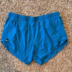 NWOT Oiselle “Pacific” Blue Flyout Shorts, 8